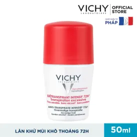 Lăn Khử Mùi Ngăn Mồ Hôi Giữ Khô Thoáng Suốt 72h Vichy Déodorant Detranspirant Intensif 50ml (3337871324001)